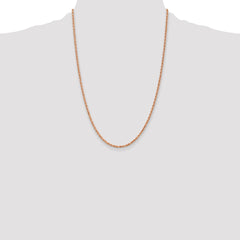14K Rose Gold 24 inch 2.25mm Diamond-cut Rope with Lobster Clasp Chain