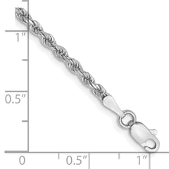 14K White Gold 9 inch 2.25mm Diamond-cut Rope with Lobster Clasp Anklet