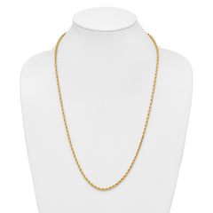 14K 26 inch 3.25mm Diamond-cut Rope with Lobster Clasp Chain