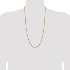 14K 28 inch 3.25mm Diamond-cut Rope with Lobster Clasp Chain