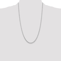 14K White Gold 26 inch 3.25mm Diamond-cut Rope with Lobster Clasp Chain