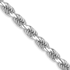 14K White Gold 24 inch 3.5mm Diamond-cut Rope with Lobster Clasp Chain