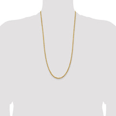 14K 28 inch 3.75mm Diamond-cut Rope with Lobster Clasp Chain