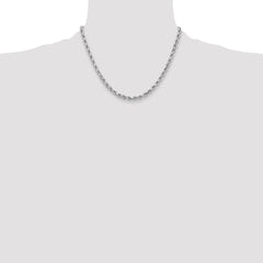 14K White Gold 18 inch 3.75mm Diamond-cut Rope with Lobster Clasp Chain