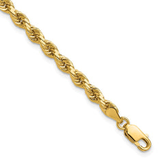 14K 9 inch 4mm Diamond-cut Rope with Lobster Clasp Chain