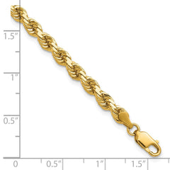 14K 9 inch 4.25mm Diamond-cut Rope with Lobster Clasp Chain