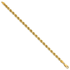 14K 9 inch 4.5mm Diamond-cut Rope with Lobster Clasp Chain