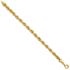 14K 9 inch 5.5mm Diamond-cut Rope with Fancy Lobster Clasp Chain