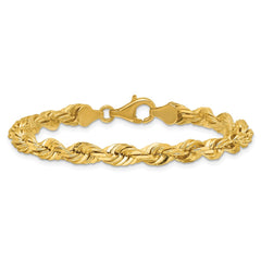 14K 7 inch 5.5mm Diamond-cut Rope with Fancy Lobster Clasp Chain