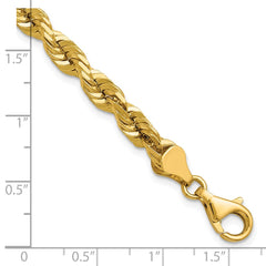 14K 7 inch 5.5mm Diamond-cut Rope with Fancy Lobster Clasp Chain