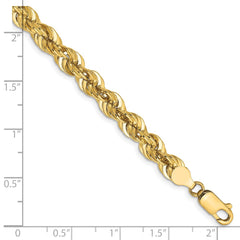 14K 9 inch 6mm Regular Rope with Fancy Lobster Clasp Chain