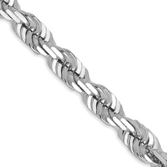 14K White Gold 30 inch 5.5mm Diamond-cut Rope with Lobster Clasp Chain