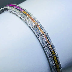 LIV platinum over sterling silver rainbow sapphire tennis bracelet