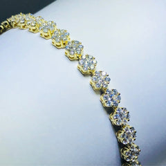 LIV 18k yellow gold over sterling silver white sapphire flower tennis bracelet