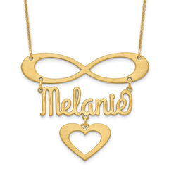 10k Yellow Gold Brushed Infinity/Heart and Name Necklace