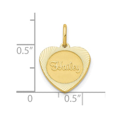 10k Small Yellow Gold Small Heart Disc Name Charm