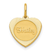 10k Small Yellow Gold Small Heart Disc Name Charm