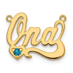 10k Yellow Gold Birthstone Heart Name Plate