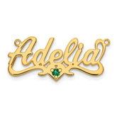10k Yellow Gold Birthstone Heart Name Plate - 2