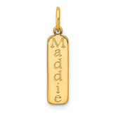 10k Yellow Gold Block Font Name Bar Charm