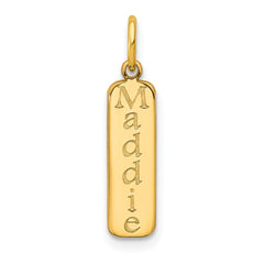 10k Yellow Gold Block Font Name Bar Charm