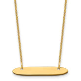 10k Yellow Gold Small Oblong Blank Bar Necklace