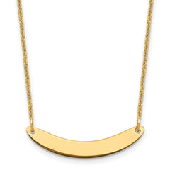 10k Yellow Gold Small Curved Blank Bar Necklace - 2