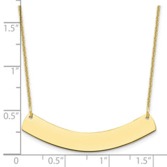 10k Yellow Gold Medium Curved Blank Bar Necklace - 2