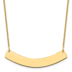 10k Yellow Gold Medium Curved Blank Bar Necklace - 2