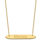10K Medium Polished Oblong Arial Rounded Bar Necklace