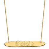 10K Large Polished Oblong Arial Rounded Bar Necklace