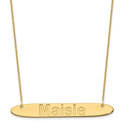 10K Large Polished Oblong Arial Rounded Bar Necklace