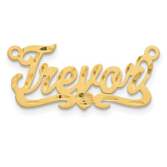 10k Yellow Gold Satin Diamond-cut Heart Name Plate - 3