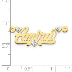 10k Two-tone 3D with Hearts Diamond Name Plate - 2
