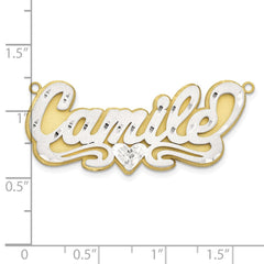 10k 3D Two-tone Satin Diamond-cut Name Plate - 4