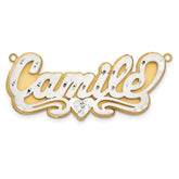 10k 3D Two-tone Satin Diamond-cut Name Plate - 4
