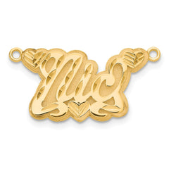 10k Yellow Gold 3D Diamond-cut Hearts Name Plate