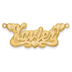 10k Yellow Gold 3D Satin Diamond-cut Hearts Name Plate