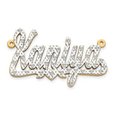 10k Yellow Gold and Rhodium 3D Diamond with Heart Name Plate - 2