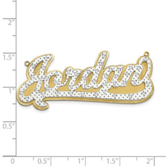 10k Yellow Gold and Rhodium 3D Diamond Name Plate - 6