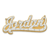 10k Yellow Gold and Rhodium 3D Diamond Name Plate - 6