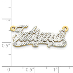10k Yellow Gold and Rhodium 3D Diamond Name Plate - 4