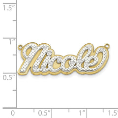 10k Yellow Gold and Rhodium 3D Diamond Name Plate - 5