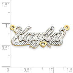 10k Yellow Gold and Rhodium 3D Diamond Name Plate - 7