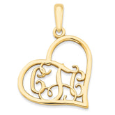 10k Yellow Gold Etched Heart Pendant