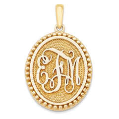 10KY Brushed with Beaded Border Monogram Pendant