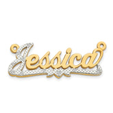 10k Yellow Gold and Rhodium 3D Diamond Name Plate - 2