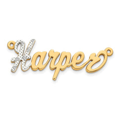 10k Yellow Gold and Rhodium 3D Diamond Name Plate - 3