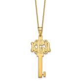 10k Yellow Gold Etched Monogram Key Necklace