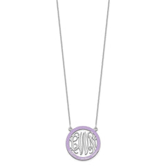 10k White Gold Small Family Monogram w/Epoxy Necklace
